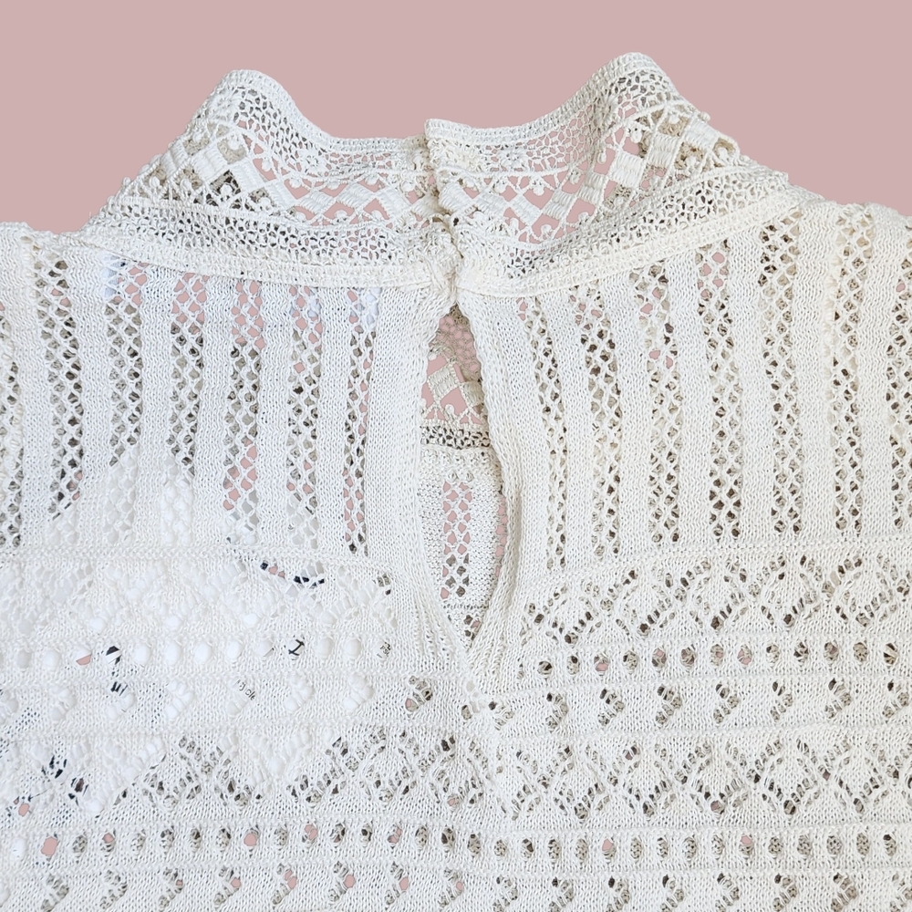 Zara Cream Knit Sweater Blouse Top Women's Size M NEW - Picture 4 of 5